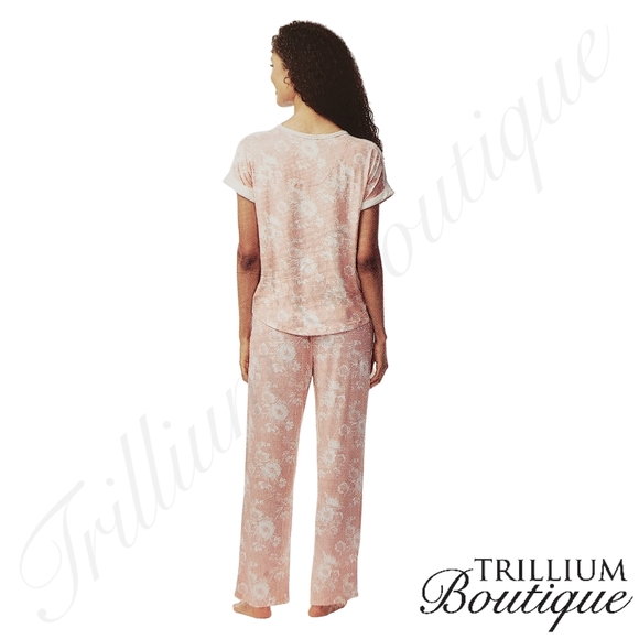 Lucky Brand Women's 4-piece Pajama Set Pink Floral - Picture 5 of 7